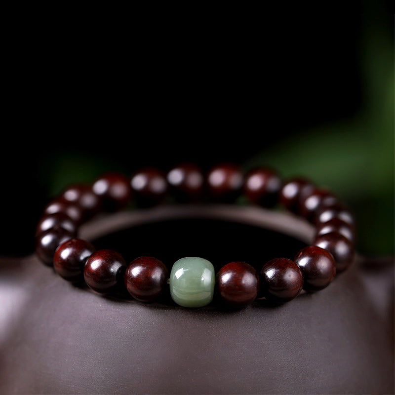 Natural Sandalwood & Hetian Jade Bracelet – Handcrafted Calming Jewelry