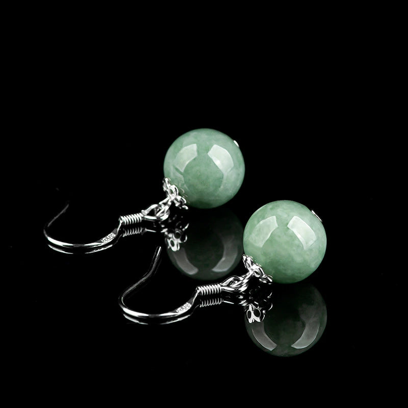 natural jadeite jade earrings sterling silver drop style