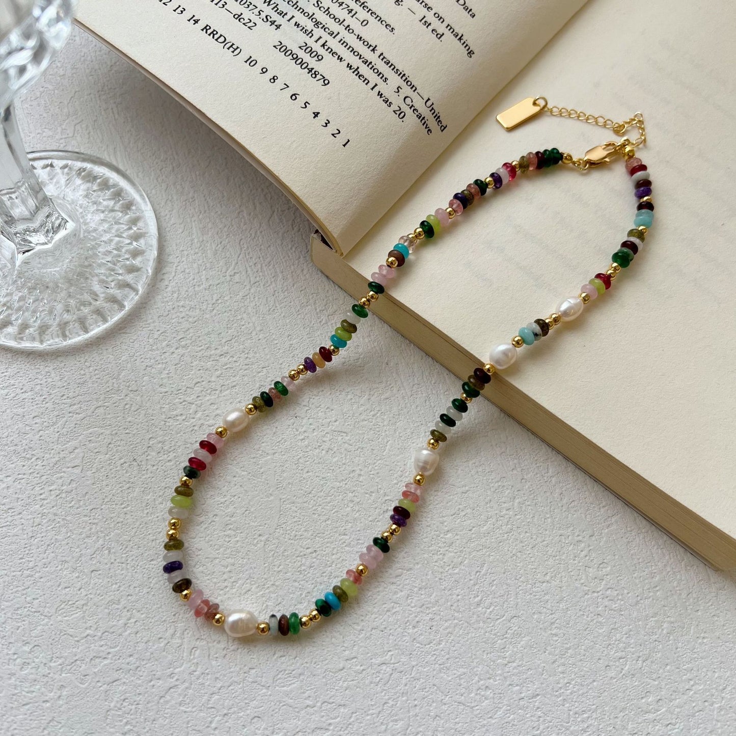 18K Gold Plated Chakra Gemstone & Pearl Necklace – Natural Healing Crystal Jewelry