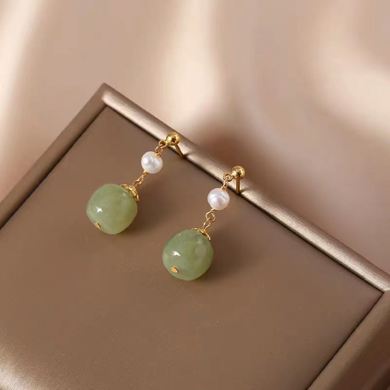 nephrite jade jewelry silver drop earrings