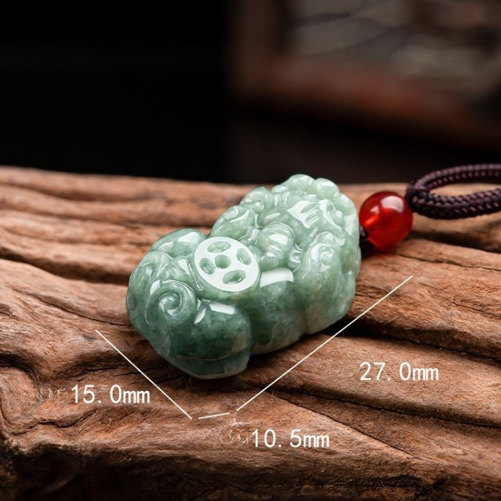 Certified Natural Jadeite Jade Pixiu Wealth Protection Necklace