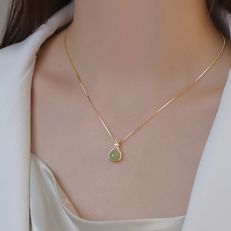 925 Silver Hetian Jade Lucky Bag Necklace for Prosperity & Good Luck