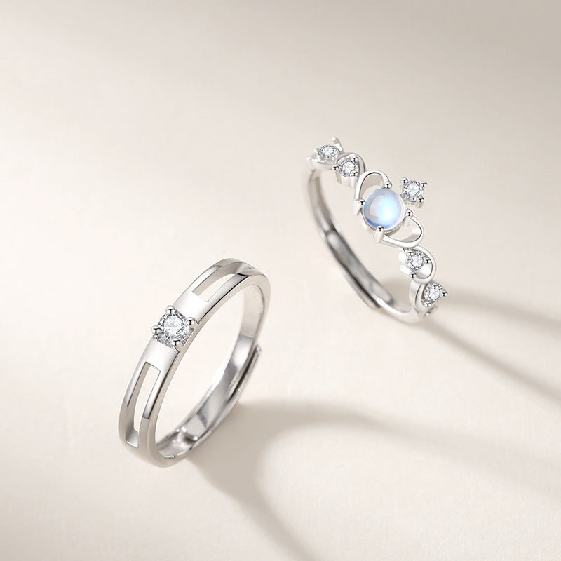 925 Sterling Silver Moonstone Ring with crown design