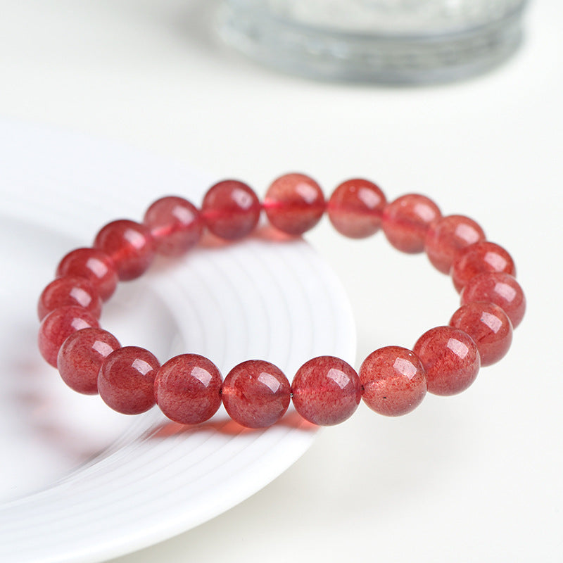 Natural 7A Grade Strawberry Quartz Bracelet – Pink Transparent Gemstone