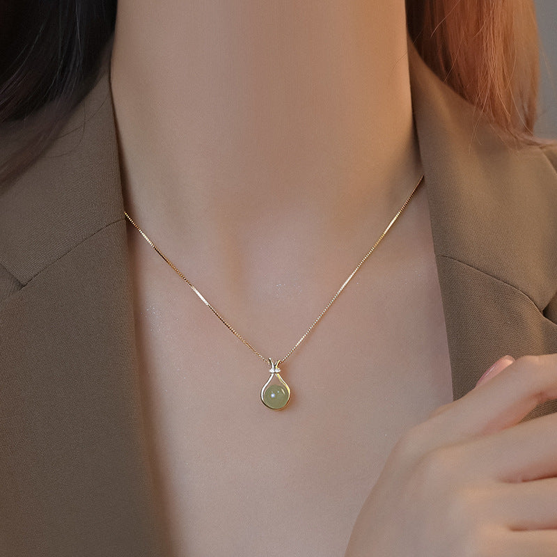 925 Silver Hetian Jade Lucky Bag Necklace for Prosperity & Good Luck