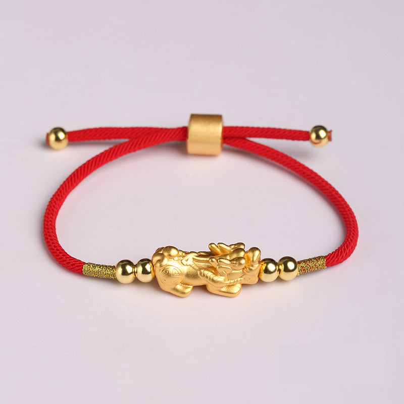 999 Silver Feng Shui Pixiu Red String Bracelet – handcrafted wealth talisman