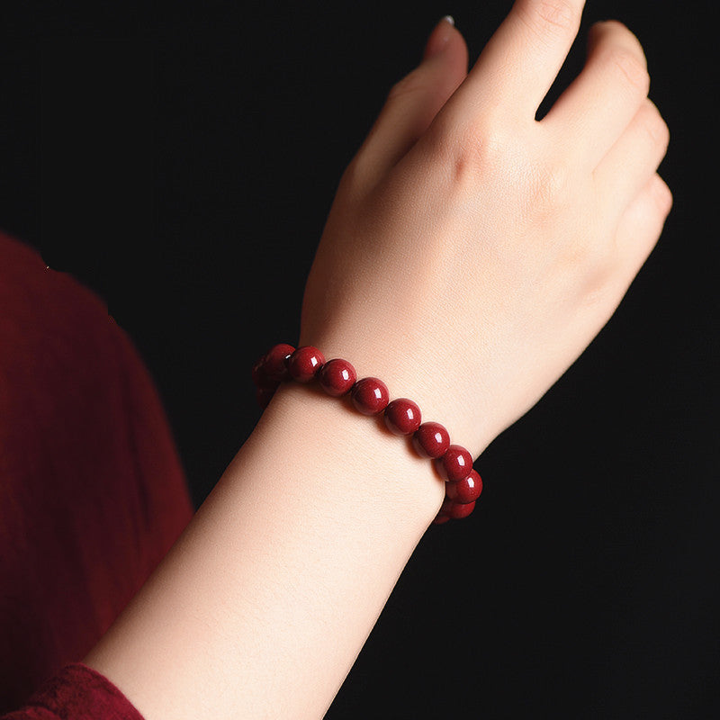 Hand-Polished Cinnabar Bracelet for Energy and Protection