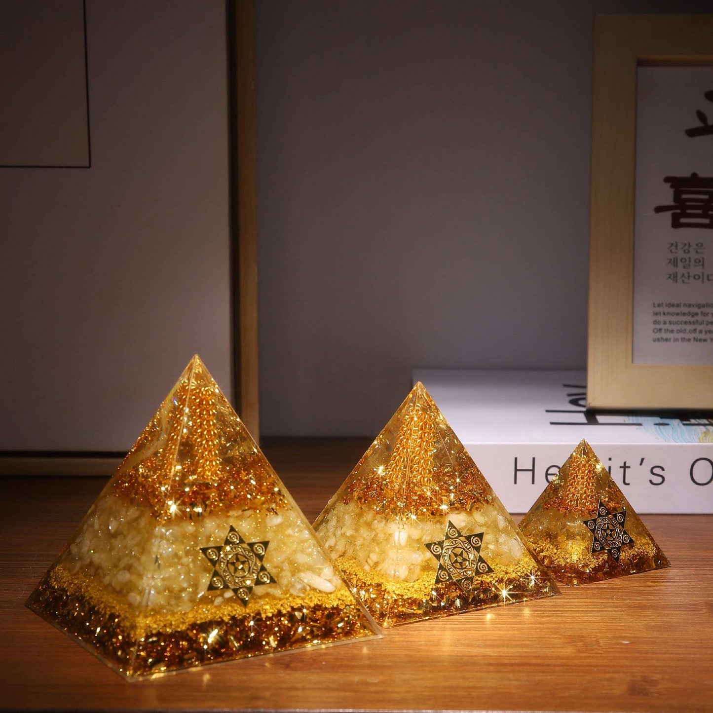 Orgone citrine pyramid home office decor prosperity gift