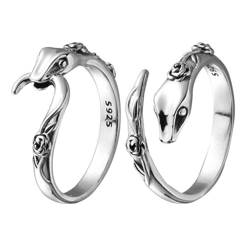 Sterling silver Ouroboros snake ring unisex design