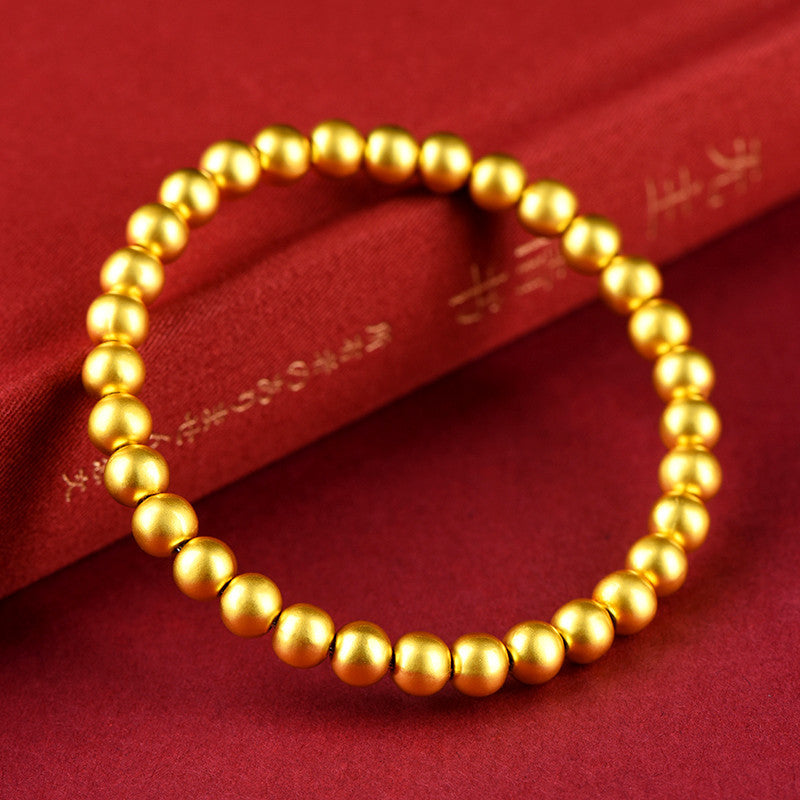 Golden Copper Beads Bracelet – Premium Matte Finish for Energy & Wellness