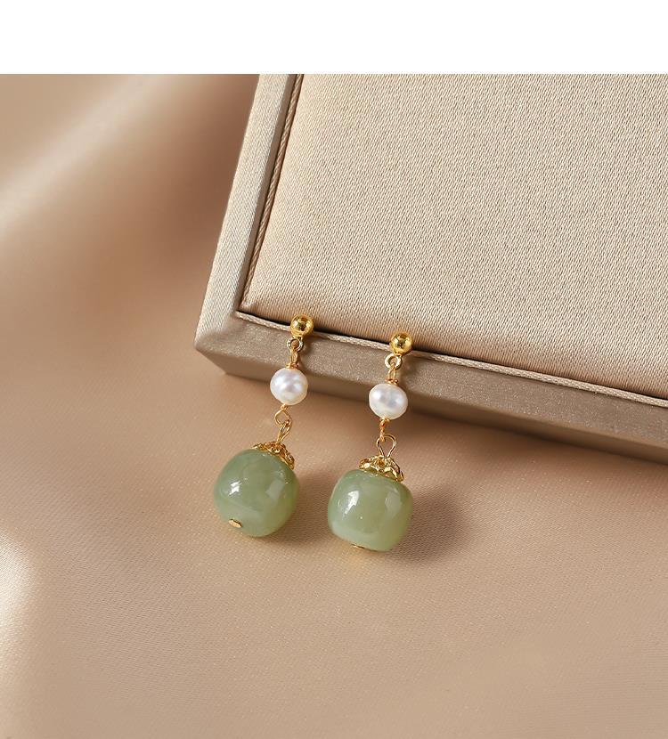 nephrite jade jewelry silver drop earrings