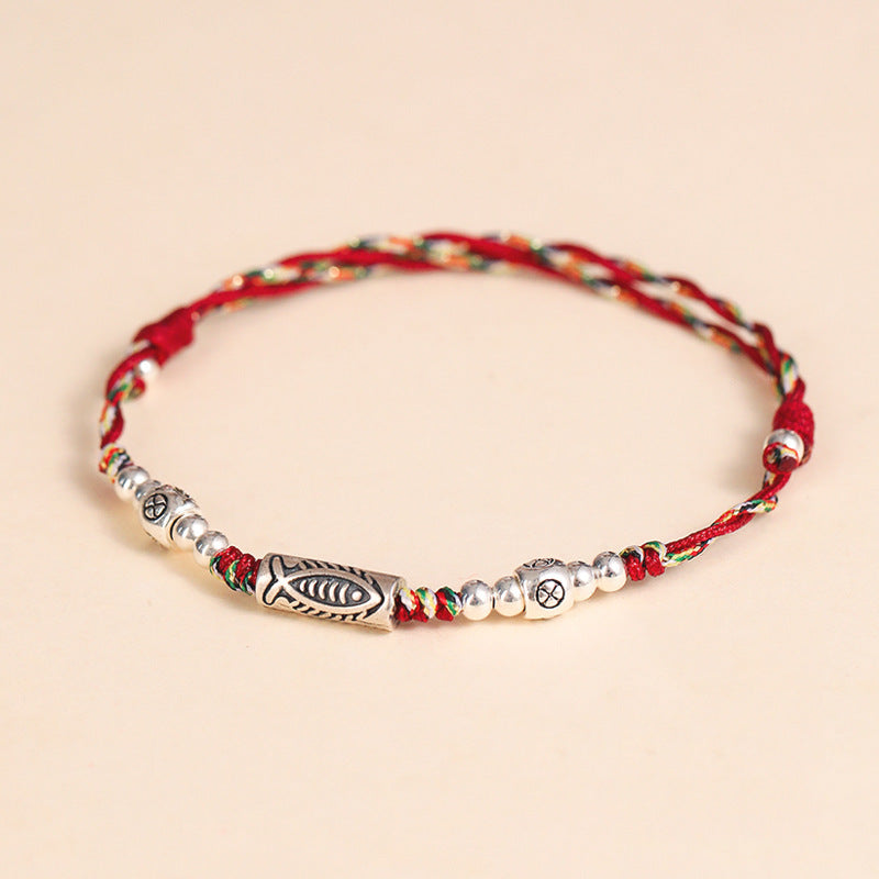 Unisex Red String Bracelet with Sterling Silver Charm