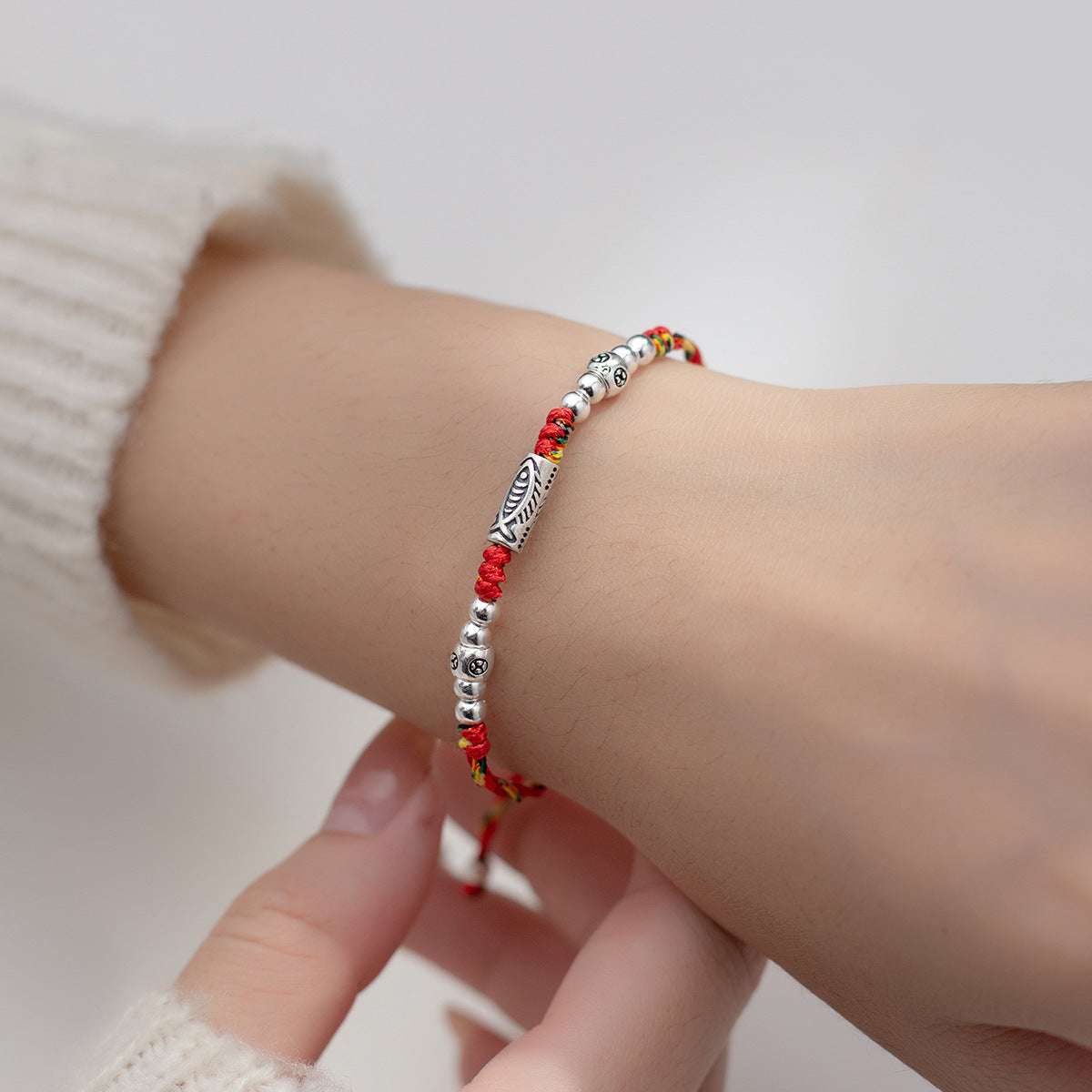 925 Sterling Silver Koi Fish Red String Bracelet – Feng Shui Good Luck Jewelry