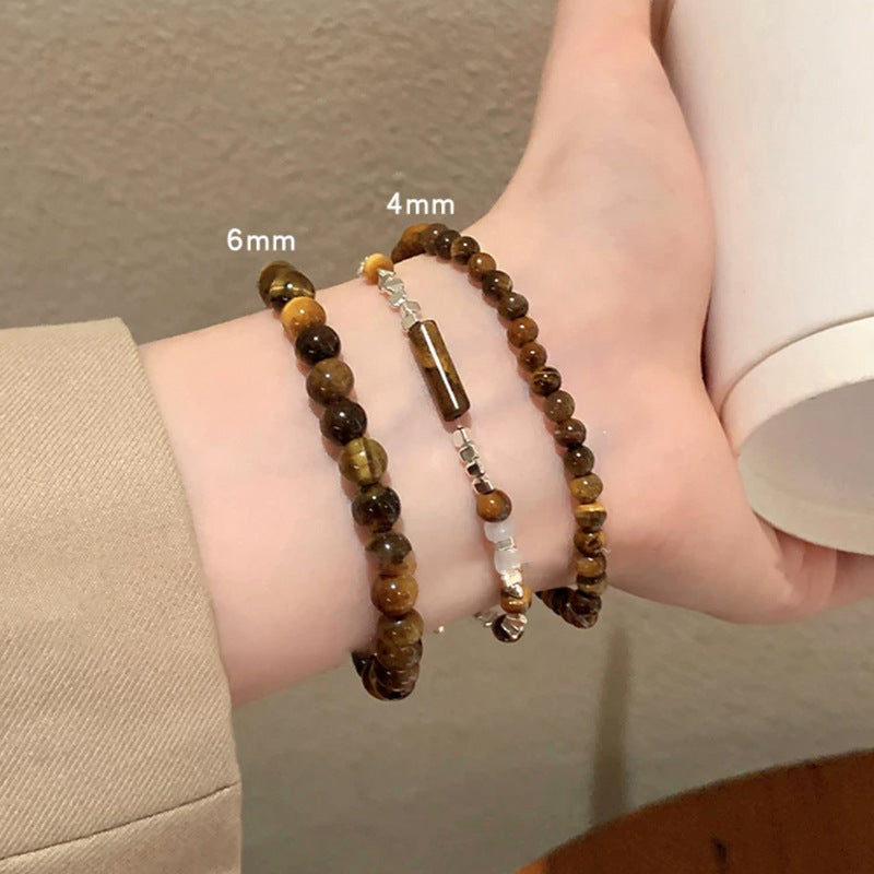 Natural Tiger's Eye Bracelet Set – 4mm 6mm 8mm Beads | Mix & Match Healing Jewelry