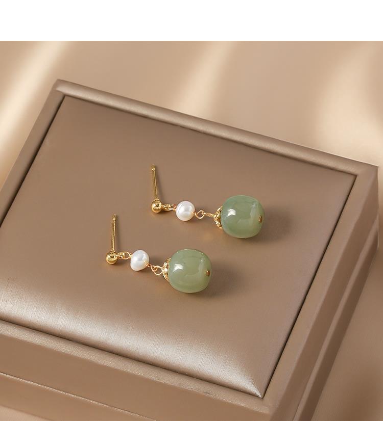 925 silver jade drop dangle earrings