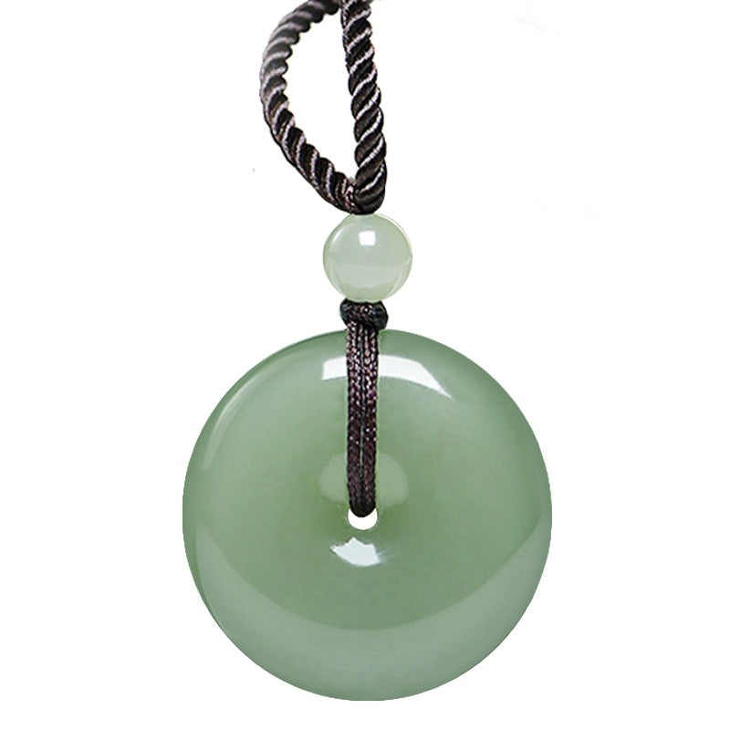 Certified jade donut pendant necklace for harmony and balance
