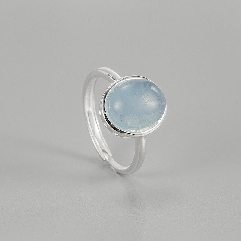 blue gemstone aquamarine 925 silver ring handcrafted minimalist design