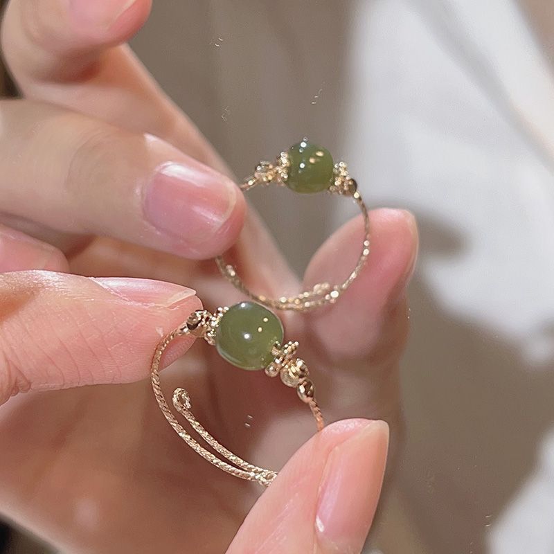 Spiritual Jade Ring Adjustable Band Minimalist Design