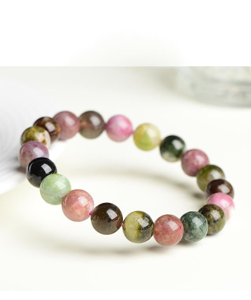 Natural Old Mine Tourmaline Bracelet – Rare Multicolor Wish Stone Beads