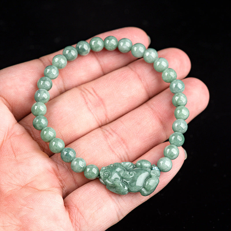 Authentic Natural Jadeite Pixiu Bracelet for Prosperity and Protection