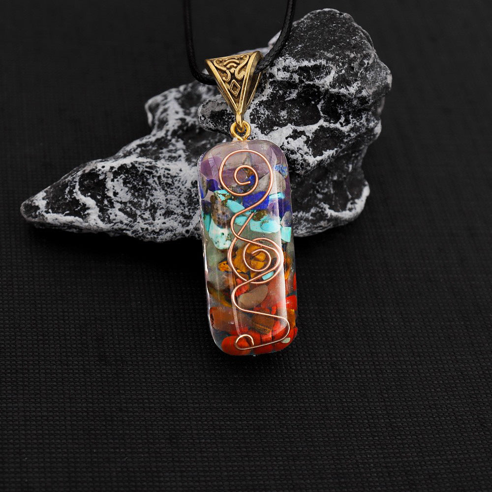 chakra balancing necklace with orgonite resin