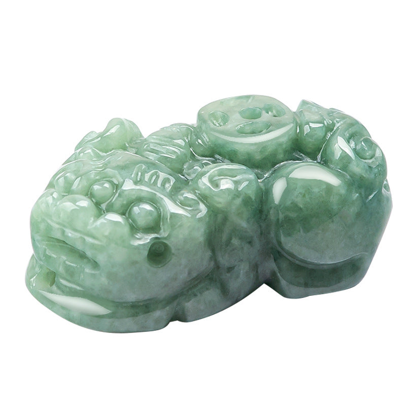 Authentic Grade A Jadeite Jade Pendant with Pixiu Carving