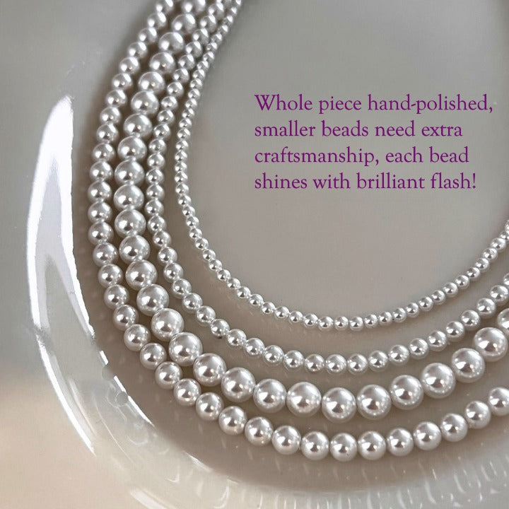 Natural shell pearl necklace with 3mm and 6mm beads