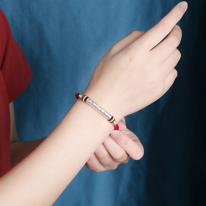 handmade mantra bracelet engraved silver tibetan style
