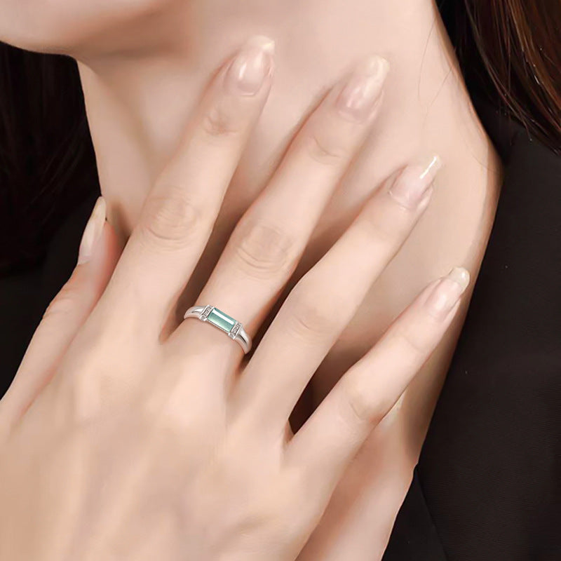 Natural Burmese Blue Water Jadeite Jade Ring – Handcrafted polished silver band