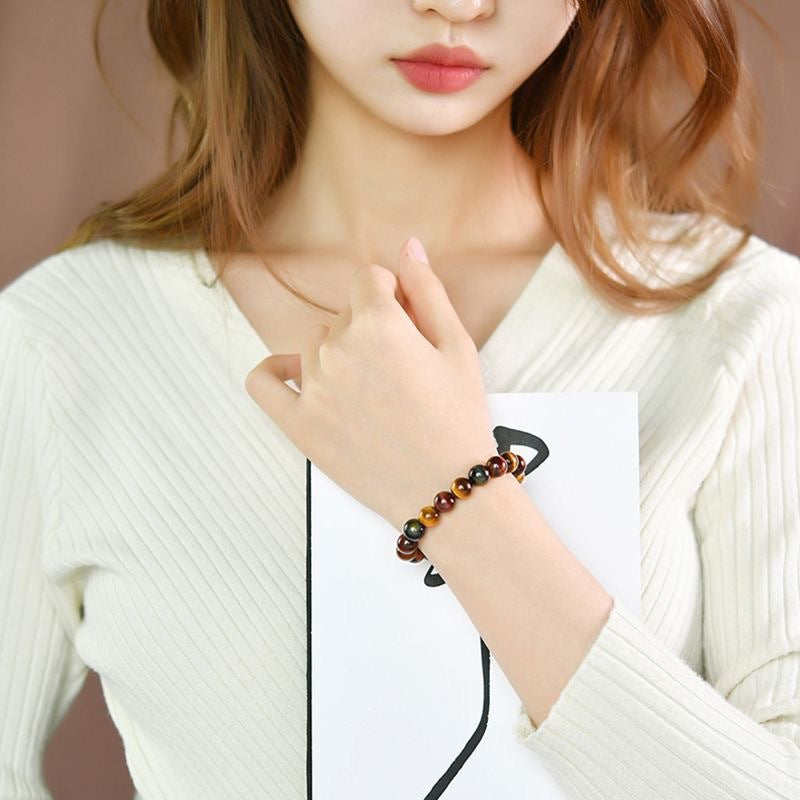 natural multicolor tiger’s eye bracelet gemstone jewelry