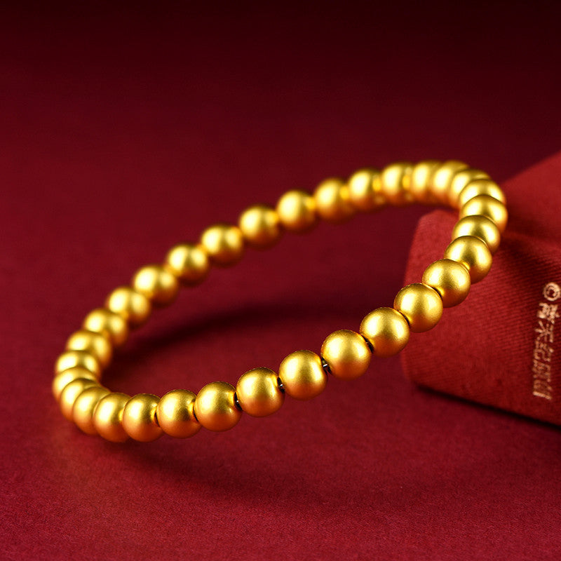 Golden Copper Beads Bracelet – Premium Matte Finish for Energy & Wellness
