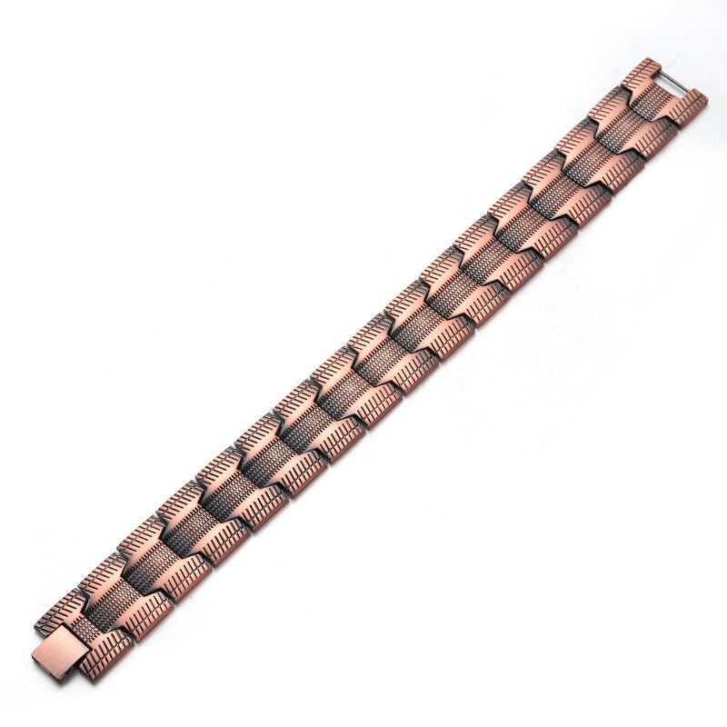 Men’s 3-Row Magnetic Pure Red Copper Bracelet