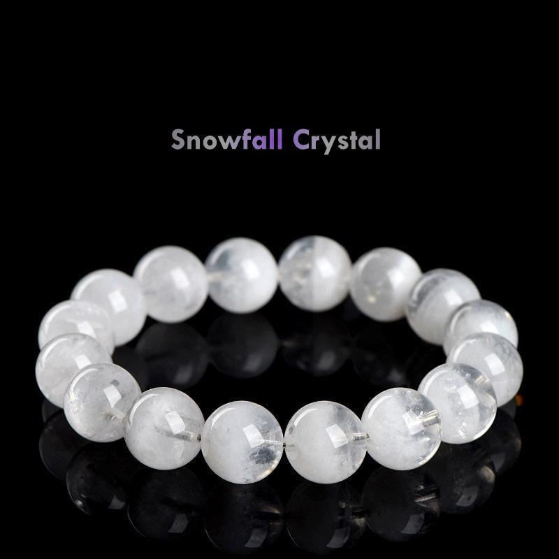 Crystal Snowfall Bracelet – Natural White Phantom Quartz Beads