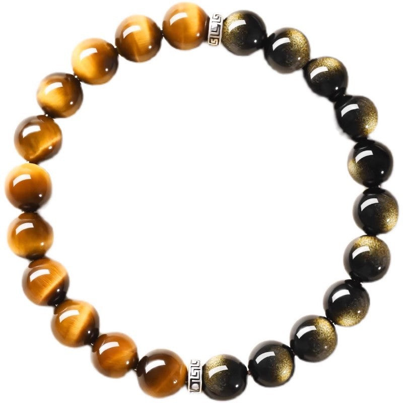 Black and Gold Protection Bracelet with Natural Gemstones
