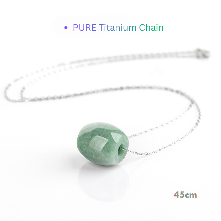 Unisex jadeite jade necklace with titanium chain