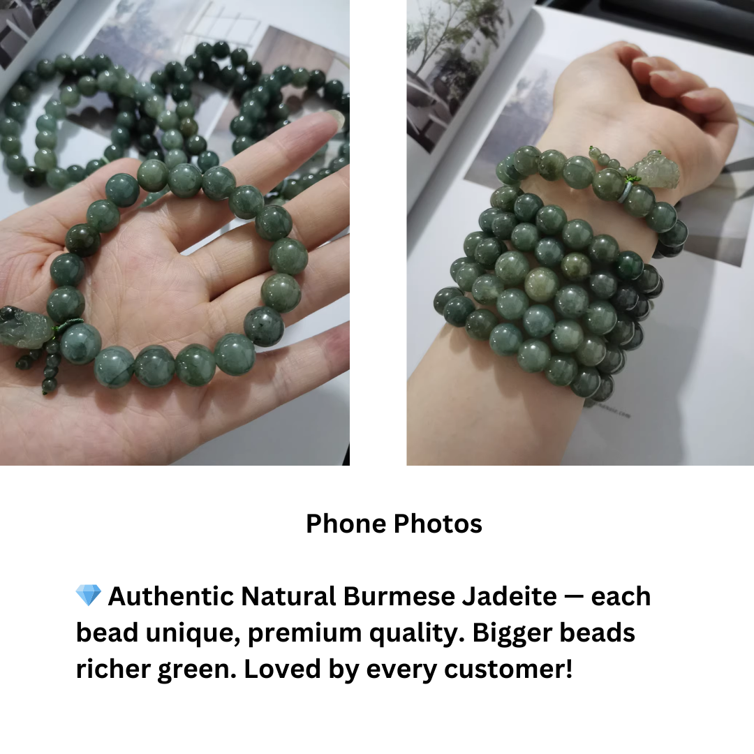 Feng Shui Wealth Bracelet Green Jadeite Jade Pixiu Charm for Abundance