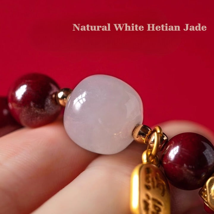 Authentic white Hetian jade bead symbolizing purity and balance