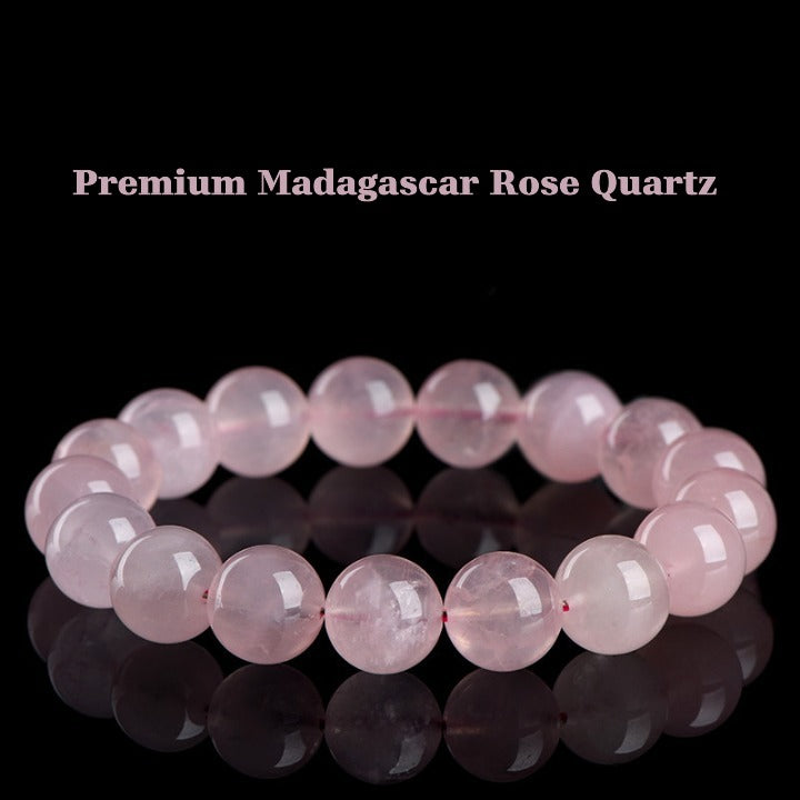 Premium Madagascar Rose Quartz Bracelet – Love, Healing & Harmony Crystal Jewelry