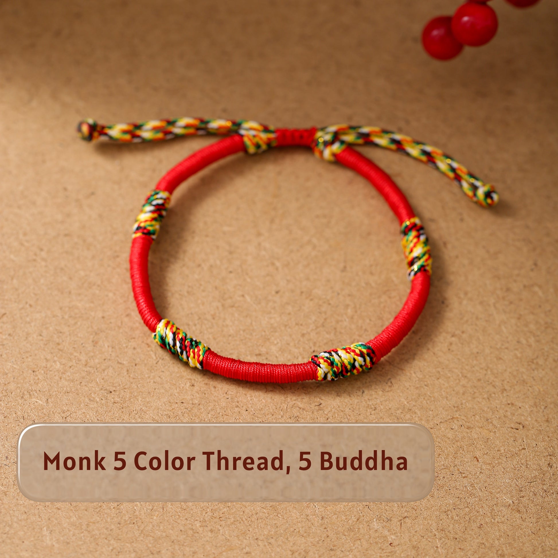 Buddhist Red String Bracelet with Five Sacred Colors