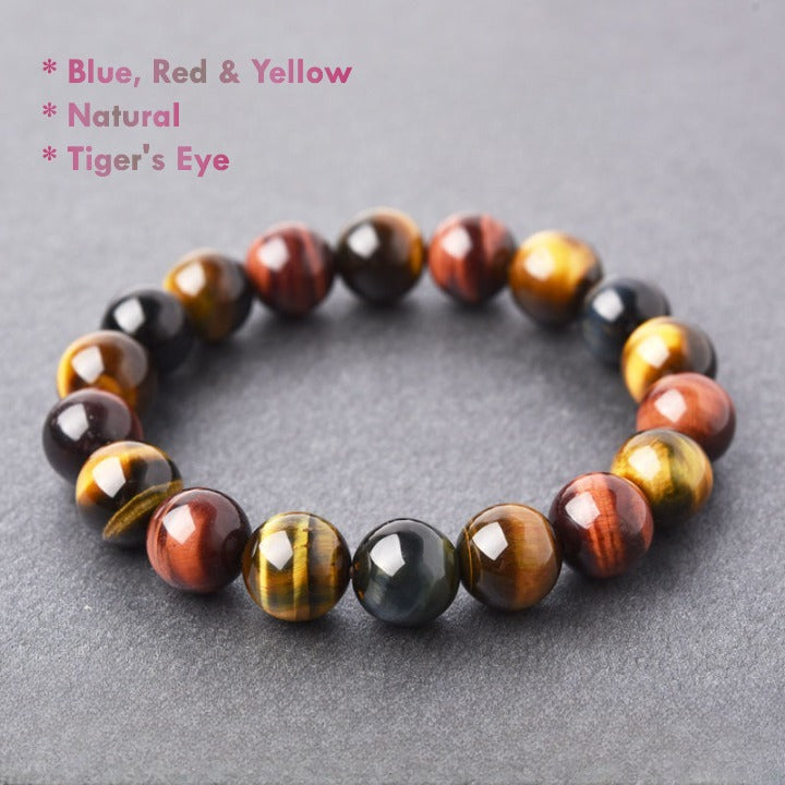 multicolor tigers eye bracelet red blue yellow gemstone protection