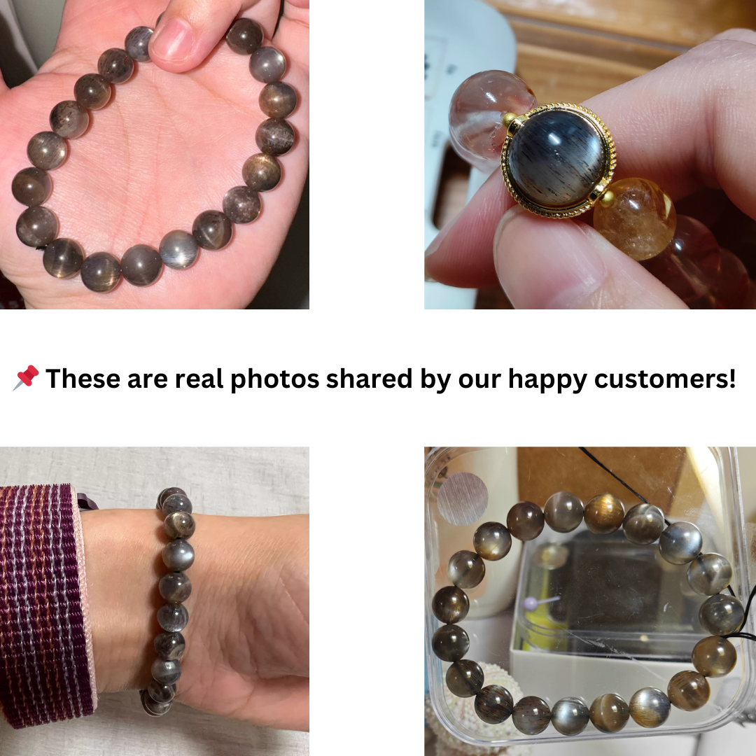 5A Black Gold Sunstone Bracelet full view