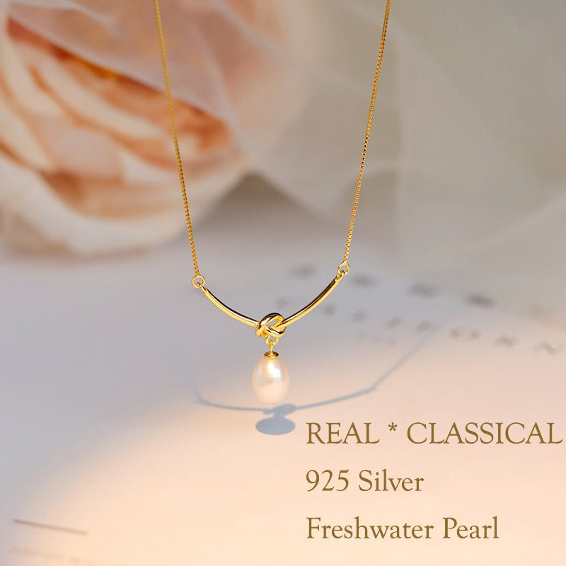 dainty pearl necklace with sterling silver chain minimalist design