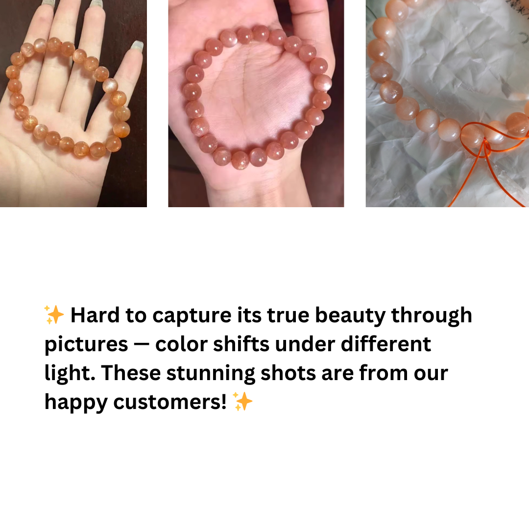 7A Golden Sand Orange Moonstone Bracelet – Shimmering Healing Gemstone Jewelry