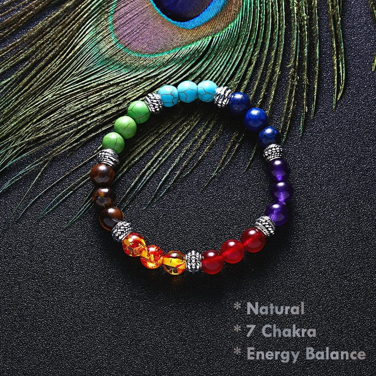 7 Chakra Energy Balance Bracelet with natural gemstones