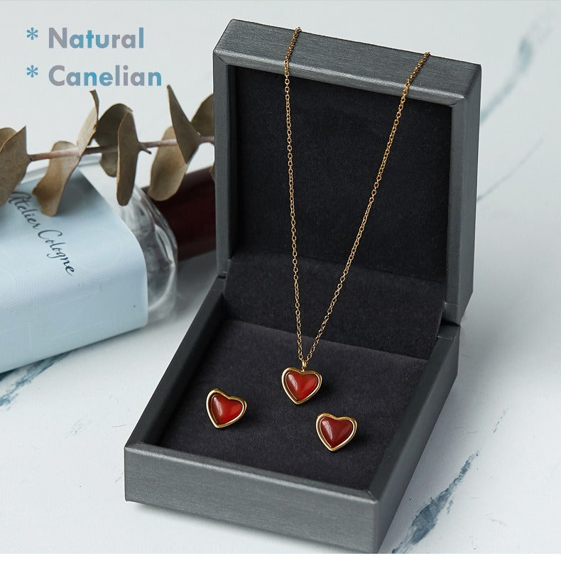 Natural Carnelian Heart Necklace – Handmade Healing Crystal Jewelry