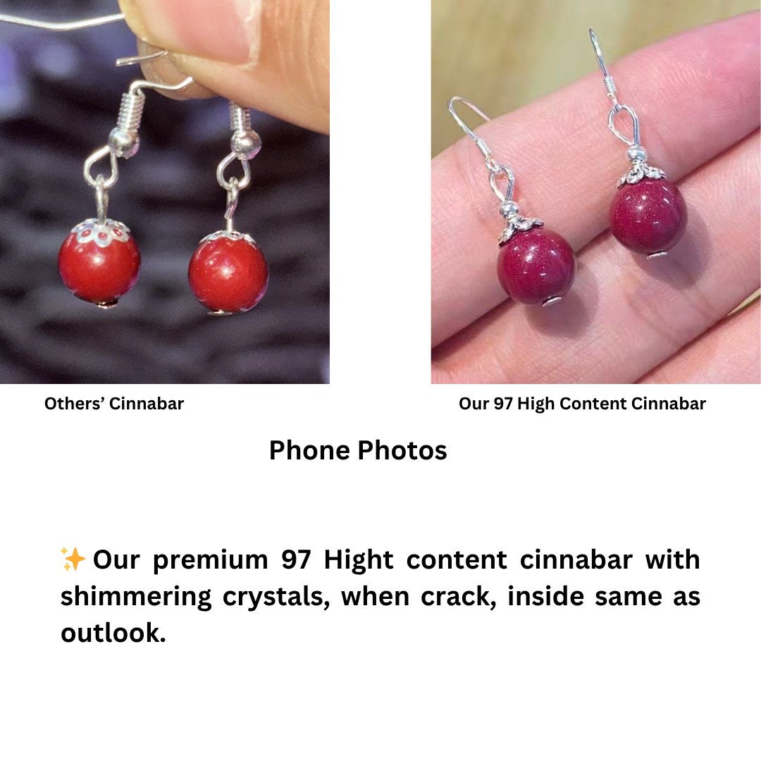 High-content red cinnabar bead earrings for women bold accessory