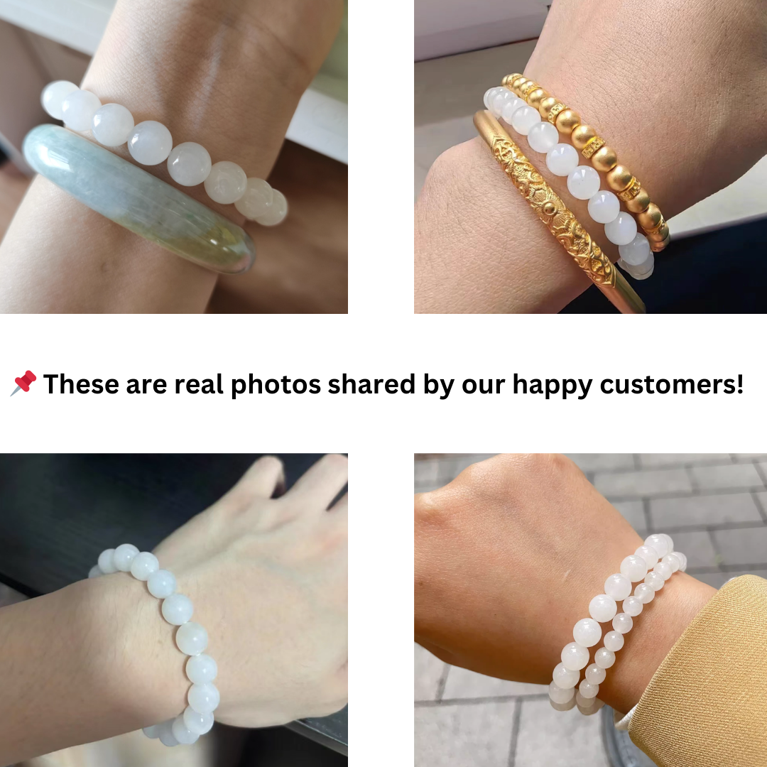 Real White Hetian Jade Bracelet Handmade with Premium 5A Jade Beads