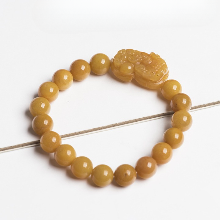 Natural Golden Silk Jade Bead Bracelet – Protection Jewelry