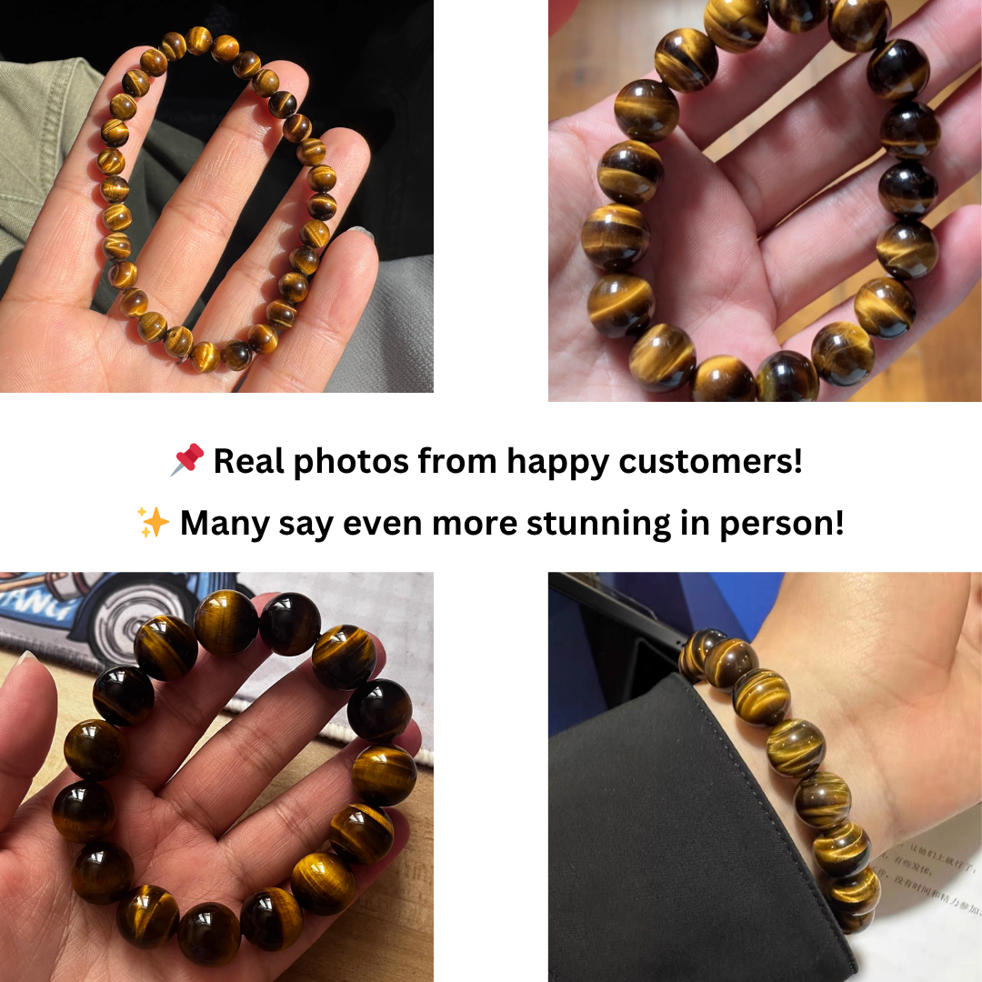 Premium Natural Tiger’s Eye Gemstone Bracelet for Men and Women