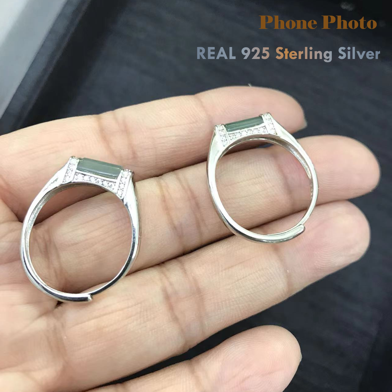 925 Sterling Silver Adjustable Jadeite Ring – Authentic natural jade jewelry